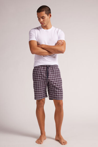 Pantalón Corto de Tela a Cuadros