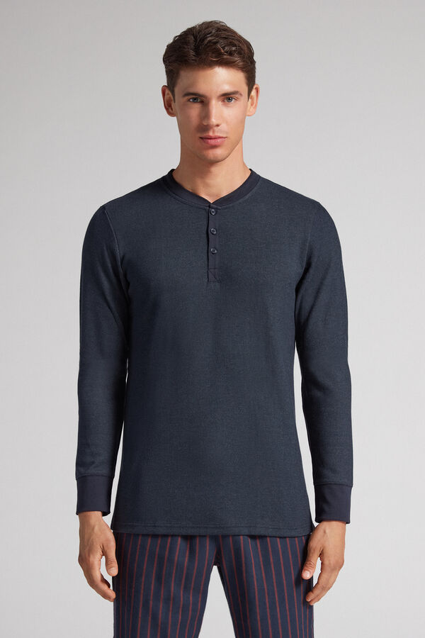 Warm Cotton Long-Sleeved Grandad Top