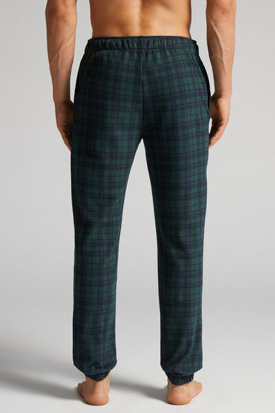 Tartan Green Patterned Tricot Full Length Pants