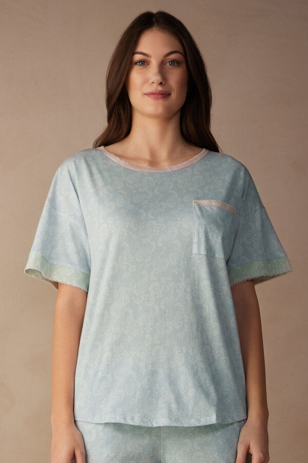 Maglia Manica Corta in Cotone Romantic Cashmere