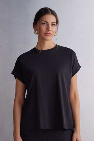 Short-Sleeved Ultrafresh Cotton Top with Turn-Ups