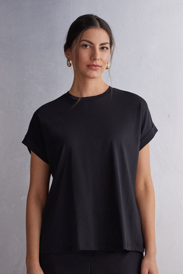 Short-Sleeved Ultrafresh Cotton Top with Turn-Ups