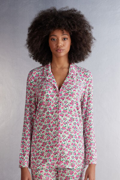 Life is a Flower Long-Sleeved Button-Up Modal Top