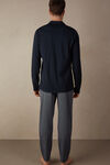 Cotton Ribbed Piqué Pattern Open Full-Length Pyjamas