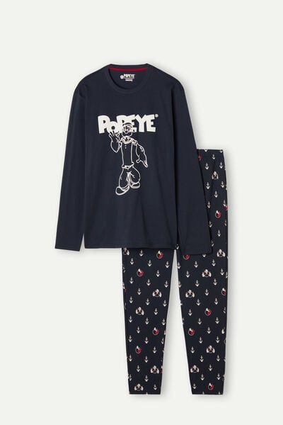 Langer Pyjama mit Popeye-Print aus Baumwolljersey