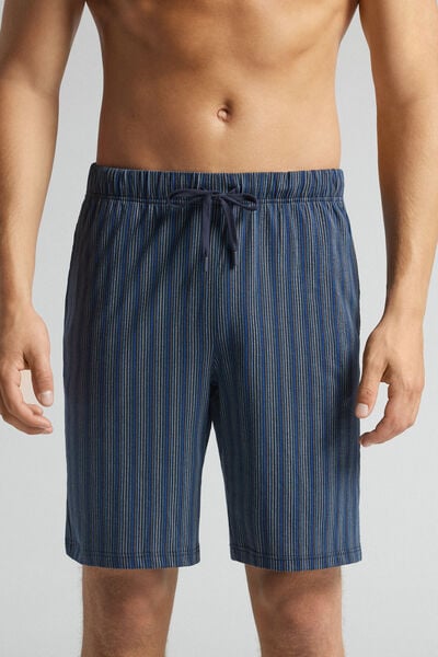 Pantalone Corto in Cotone Stampa Righe