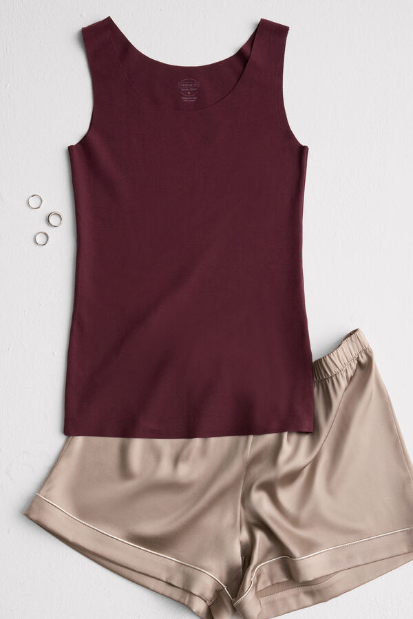 Raw Edge Round Neck Cotton Tank Top