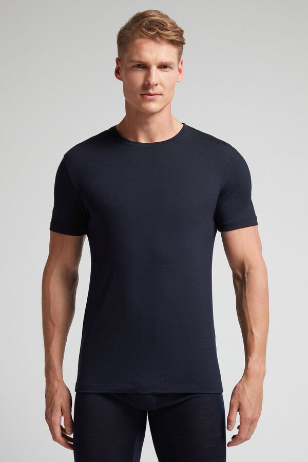 Kurzarm-T-Shirt aus Stretch-Merinowolle