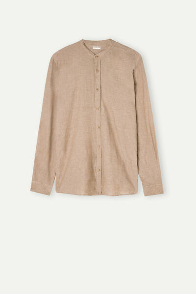 Linen and Cotton Mandarin-Collar Shirt