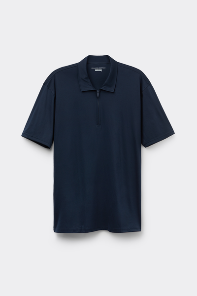 Kurzärmeliges Poloshirt mit Reißverschluss aus merzerisierter Premium-Baumwolle