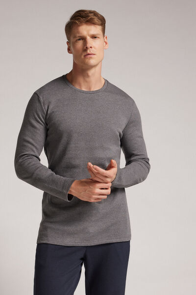 T-shirt manches longues homme épais en coton interlock, 220 g/m²