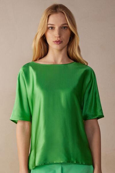 Short-Sleeved Silk and Modal Top
