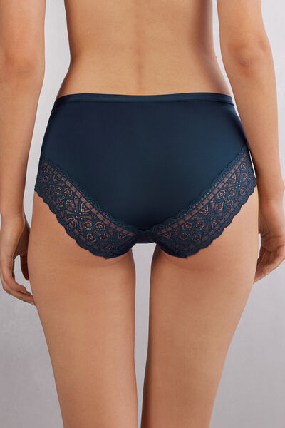 High Waist Panties in Ultralight Microfiber with Lace