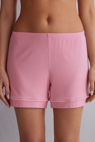 Shorts aus Modal mit Kanten in Kontrastfarbe