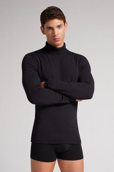 Long-sleeve High-Neck Modal-Cashmere Top