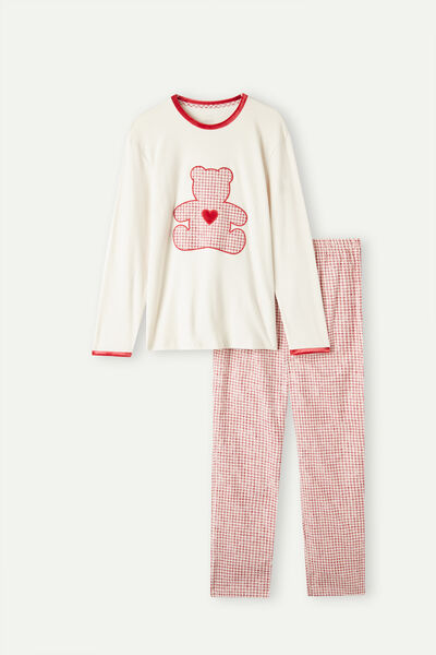 Teddy Bear Patch Full Length Pajamas