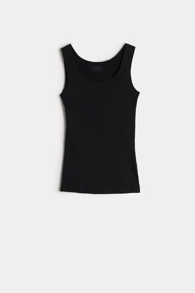Raw-Edge Round-Neck Supima® Cotton Vest Top