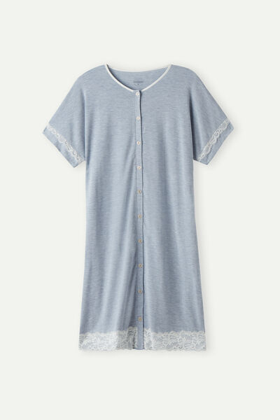 Lace Trim Button Up Nightgown
