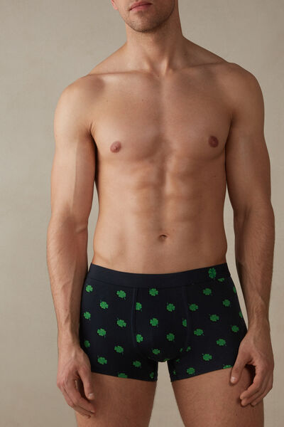 Boxershorts mit Glücksklee-Print aus elastischer Supima®-Baumwolle