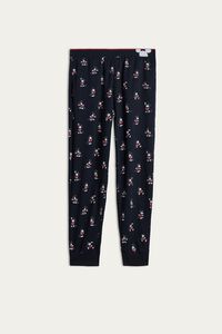 Printed Interlock Cotton Pants with Visible Elastic