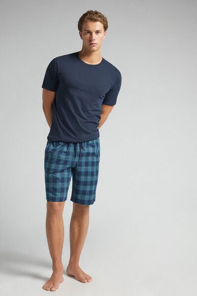 Pantalone Corto in Tela Stampa Check