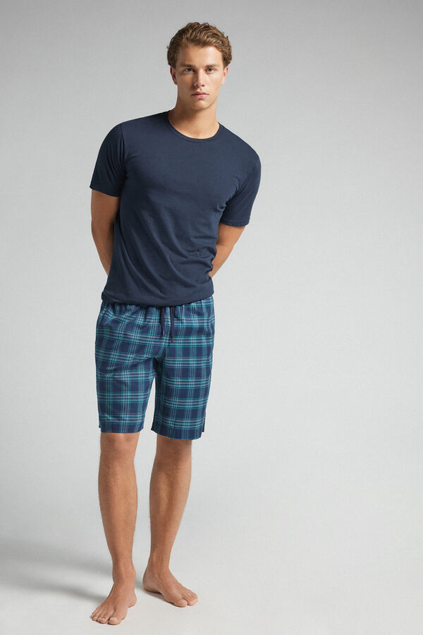Checked Plain-Weave Shorts