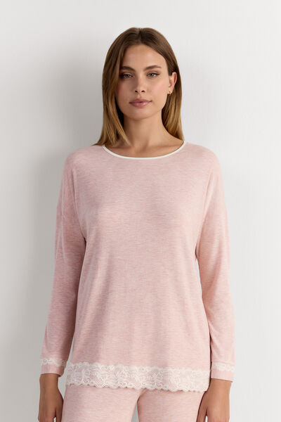 Long-Sleeve Round-Neck Modal Top