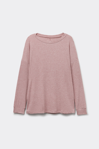 Μακρυμάνικη Μπλούζα Chic Comfort από Μοντάλ με Λαιμόκοψη Χαμόγελο
