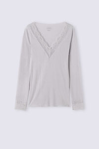 Maglia scollo a V in Modal Cashmere Ultralight e Pizzo