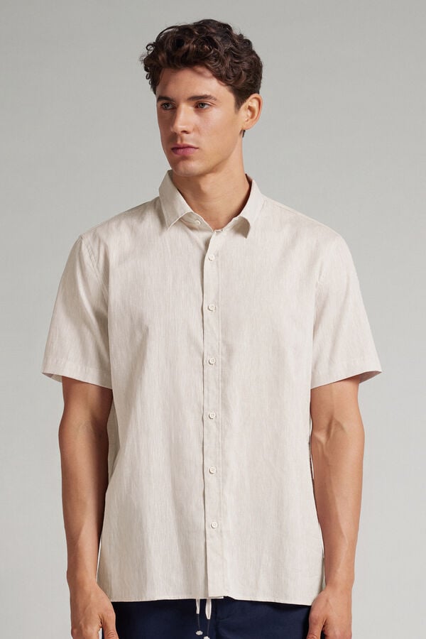 Linen and Cotton Short Sleeve Shirt
