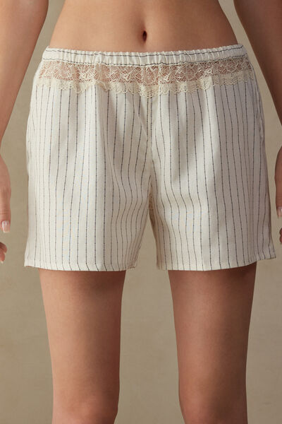 Pantaloni Scurți din Pânză de Bumbac Romantic Heritage