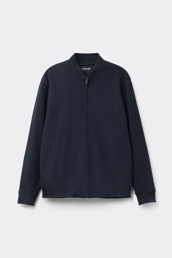 フェルト調ファブリック ファスナー付き ボンバージャケット