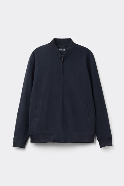 Cloth Effect Fabric Bomber Jacket with Zip