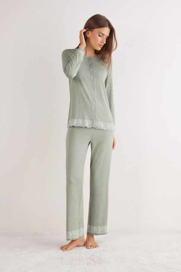 Long Button-Up Modal and Lace Pyjamas