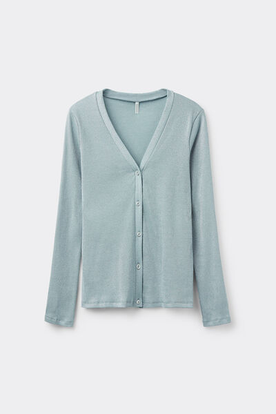 Cardigan a Costine in Cotone Lamè