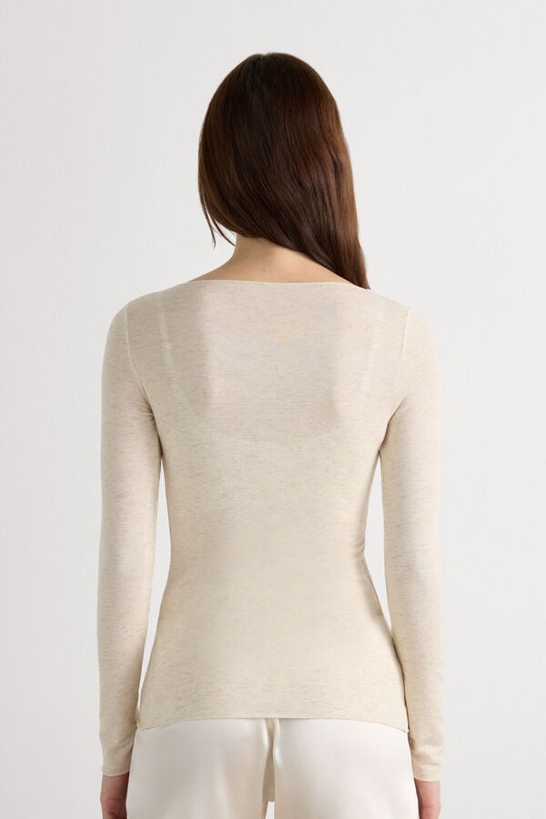 Maglia Girocollo in Modal Light con Cashmere Lamè