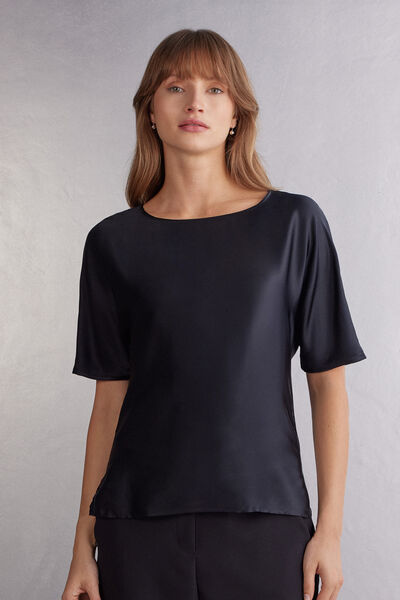 T-shirt manches courtes en soie et modal