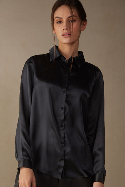 Long-Sleeved Silk Top