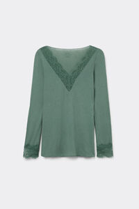 Maglia scollo a V in Modal Cashmere Ultralight e Pizzo