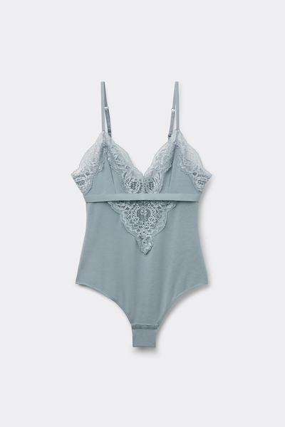 Embrace Simplicity Cotton and Lace Bodysuit