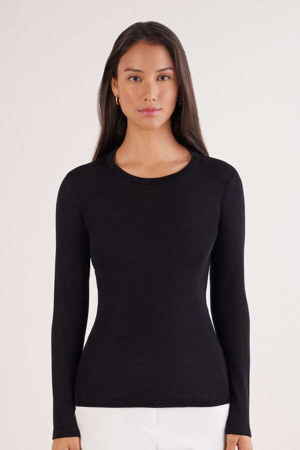 Maglia Manica Lunga Girocollo 100% Lana Merino