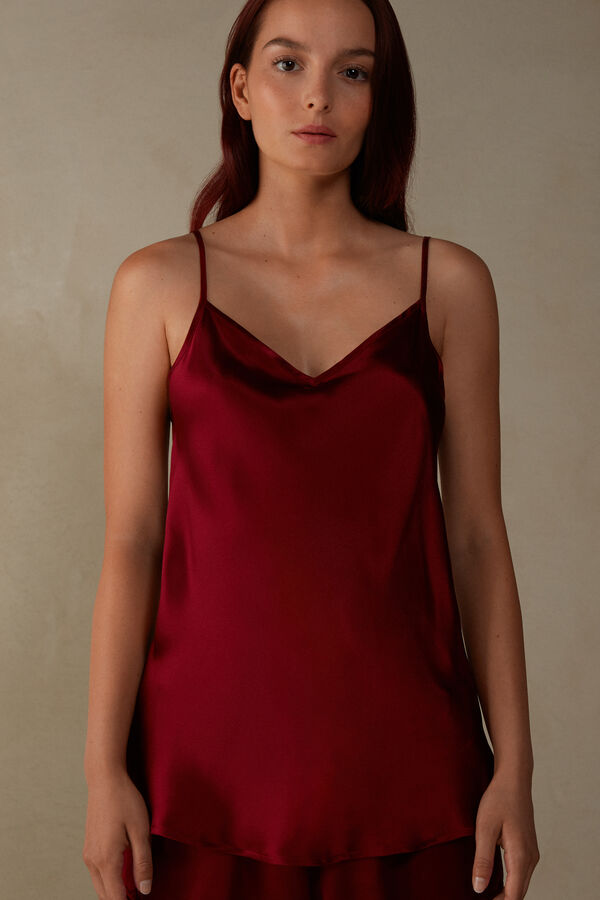 Silk Satin Top with V Neck