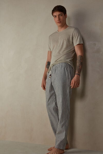 Linen and Cotton Striped Trousers