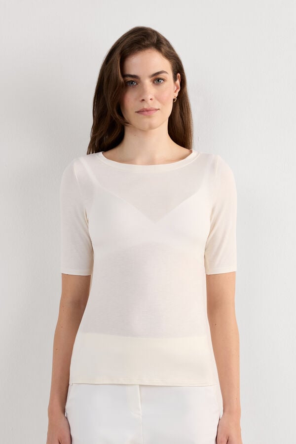 T-shirt col bateau en Fresh Bamboo