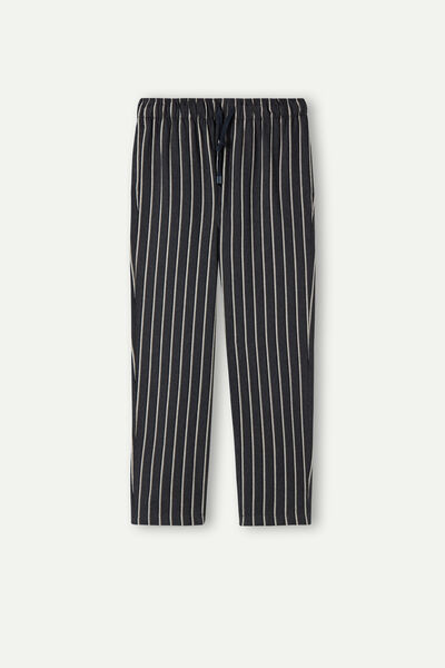 Striped Brushed Plain-Weave Cotton Pyjama Bottoms