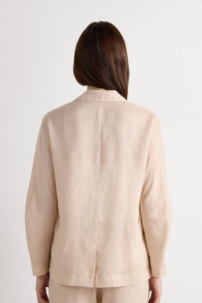 Double-Breasted Plain-Weave Linen Blazer