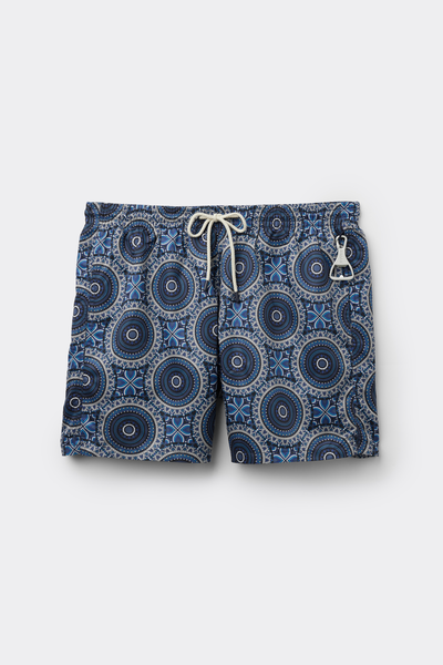 Costume Boxer Mare Stampa Mosaico Toni Blu