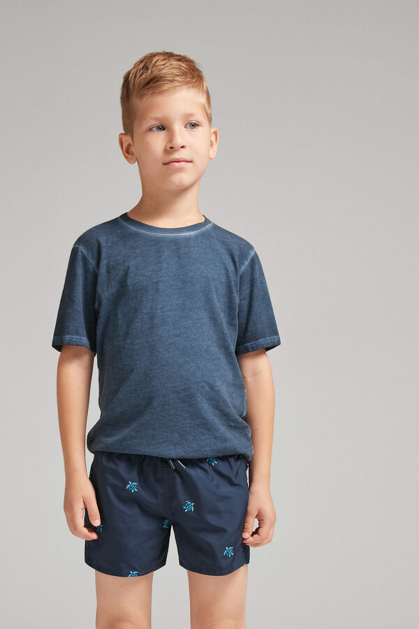 Costume Boxer Mare Bambino Ricamo Tartarughe