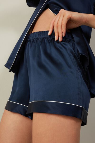 Silk Shorts with Contrast Trim