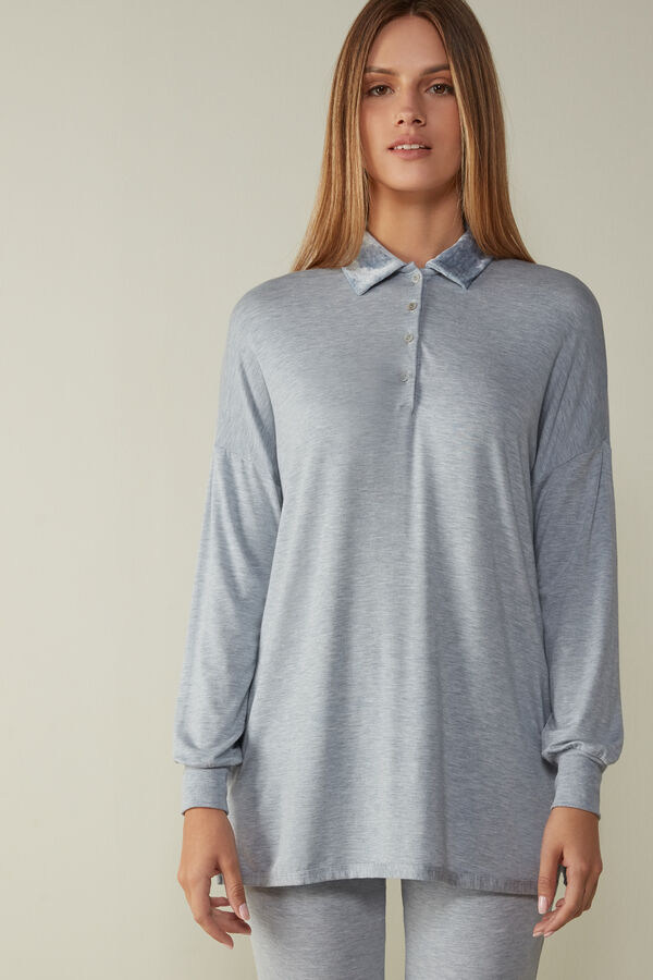 Wearing Cloud Modal Long-Sleeved Polo Shirt